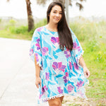 Load image into Gallery viewer, Women's Beach Pom-Pom Cover Up --- Multicolor Flowers