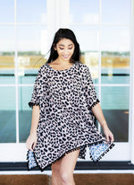 Load image into Gallery viewer, Women's Beach Pom-Pom Cover Up --- Leopard / Animal Print Design