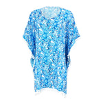 Load image into Gallery viewer, Women's Beach Pom-Pom Cover Up --- Blue Pineapples