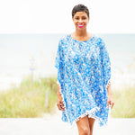 Load image into Gallery viewer, Women's Beach Pom-Pom Cover Up --- Blue Pineapples
