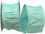 Load image into Gallery viewer, Florist Basics Dupioni Supreme Wired Edge Ribbon in Mint, 2½ inch wide by 10 yards, featuring a luxurious faux dupioni weave and sturdy wired edges perfect for wreaths, bows, and seasonal décor.