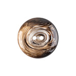 Load image into Gallery viewer, Mottled Dark Brown Thick Rounded Nylon Coat Button in 35L 22mm showing a 2-hole center with a swirled horn-effect pattern.