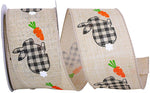 Load image into Gallery viewer, Easter Ribbons -- 2½ inch x 10 yards --- Bunny Gingham Linen Wire Edge Ribbon -- Natural Color