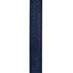 Load image into Gallery viewer, Reverse side of the Florist Basics Dupioni Supreme Navy ribbon highlighting the durable polyester weave and neatly stitched wired edge construction