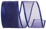 Load image into Gallery viewer, Charlize sheer satin wired edge ribbon spool in navy color. Available in multiple widths for gift wrapping, floral design, weddings, and craft projects.