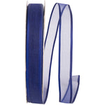 Load image into Gallery viewer, Charlize sheer satin wired edge ribbon spool in navy color. Available in multiple widths for gift wrapping, floral design, weddings, and craft projects.