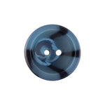 Load image into Gallery viewer, A close-up look at a large 27mm Navy Raised Center Thick Mottled coat button, emphasizing its substantial thickness, sloped border, and deep organic swirling patterns.
