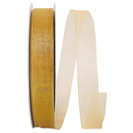 Load image into Gallery viewer, Chiffon Mono Sheer Ribbon -- Old Gold Color --- Various Sizes
