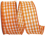 Load image into Gallery viewer, Easter Ribbons -- Gingham Check Bright Value Wire Edge Ribbon -- Orange Color -- Various Sizes
