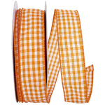 Load image into Gallery viewer, Easter Ribbons -- Gingham Check Bright Value Wire Edge Ribbon -- Orange Color -- Various Sizes