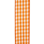 Load image into Gallery viewer, Easter Ribbons -- Gingham Check Bright Value Wire Edge Ribbon -- Orange Color -- Various Sizes