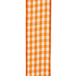 Load image into Gallery viewer, Easter Ribbons -- Gingham Check Bright Value Wire Edge Ribbon -- Orange Color -- Various Sizes