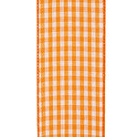 Load image into Gallery viewer, Easter Ribbons -- Gingham Check Bright Value Wire Edge Ribbon -- Orange Color -- Various Sizes