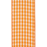 Load image into Gallery viewer, Easter Ribbons -- Gingham Check Bright Value Wire Edge Ribbon -- Orange Color -- Various Sizes