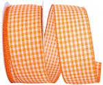 Load image into Gallery viewer, Easter Ribbons -- Gingham Check Bright Value Wire Edge Ribbon -- Orange Color -- Various Sizes