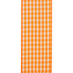 Load image into Gallery viewer, Easter Ribbons -- Gingham Check Bright Value Wire Edge Ribbon -- Orange Color -- Various Sizes