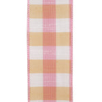 Load image into Gallery viewer, Easter Ribbons -- Orchad Check Grand Dupioni Wired Edge Ribbon -- Various Sizes --- Pink / Gold Color