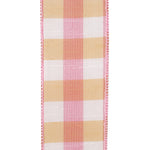 Load image into Gallery viewer, Easter Ribbons -- Orchad Check Grand Dupioni Wired Edge Ribbon -- Various Sizes --- Pink / Gold Color
