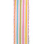 Load image into Gallery viewer, Easter Ribbons -- Candy Stripe Seersucker Decor Wired Edge Ribbon -- Various Sizes --- Pink Color
