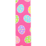 Load image into Gallery viewer, Easter Ribbons -- 2.5 in x 10 yards --- Eggs-cellent Easter Linen Wire Edge Ribbon -- Pink Color
