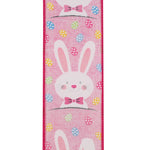 Load image into Gallery viewer, Easter Ribbons -- 2.5 in x 10 yards ---- Bunny Face Multi Egg Wire Edge Ribbon ---- Pink Color
