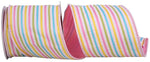 Load image into Gallery viewer, Easter Ribbons -- Candy Stripe Seersucker Decor Wired Edge Ribbon -- Various Sizes --- Pink Color