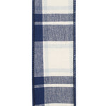 Load image into Gallery viewer, Close-up of 2-1/2 inch Denim Plaid Terra cotton canvas ribbon with wired edge