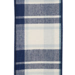 Load image into Gallery viewer, Close-up of 4 inch Denim Plaid Terra Grand Decor cotton canvas ribbon
