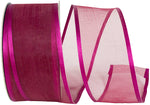Load image into Gallery viewer, Charlize sheer satin wired edge ribbon spool in plum color. Available in multiple widths for gift wrapping, floral design, weddings, and craft projects.