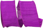 Load image into Gallery viewer, Florist Basics Dupioni Supreme Wired Edge Ribbon in Plum, 2½ inch wide by 10 yards, featuring a luxurious faux dupioni weave and sturdy wired edges perfect for wreaths, bows, and seasonal décor.