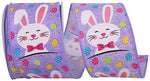 Load image into Gallery viewer, Easter Ribbons -- 2.5 in x 10 yards --- Bunny Face Multi Egg Wire Edge Ribbon -- Purple Color