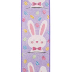 Load image into Gallery viewer, Easter Ribbons -- 2.5 in x 10 yards --- Bunny Face Multi Egg Wire Edge Ribbon -- Purple Color