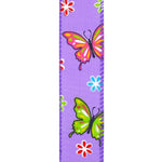 Load image into Gallery viewer, Butterflies & Bees Design - Wire Edge Ribbon -- Purple -- Various Sizes
