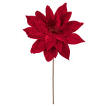 Load image into Gallery viewer, Red Color - Poinsettia Velvet Stem - Artificial Flower Christmas Decoration --- 18” Bloom / 21.5” Length --- 2 per Bag --- by Vickerman®