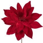 Load image into Gallery viewer, Red Color - Poinsettia Velvet Stem - Artificial Flower Christmas Decoration --- 18” Bloom / 21.5” Length --- 2 per Bag --- by Vickerman®