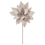 Load image into Gallery viewer, Silver Color - Poinsettia Velvet Stem - Artificial Flower Christmas Decoration --- 18” Bloom / 21.5” Length --- 2 per Bag --- by Vickerman®