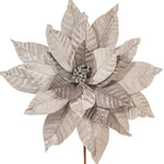 Load image into Gallery viewer, Silver Color - Poinsettia Velvet Stem - Artificial Flower Christmas Decoration --- 18” Bloom / 21.5” Length --- 2 per Bag --- by Vickerman®