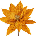 Load image into Gallery viewer, Gold Color - Poinsettia Velvet Stem - Artificial Flower Christmas Decoration --- 18” Bloom / 21.5” Length --- 2 per Bag --- by Vickerman®