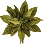 Load image into Gallery viewer, Green Lime Color - Poinsettia Velvet Stem - Artificial Flower Christmas Decoration --- 18” Bloom / 21.5” Length --- 2 per Bag --- by Vickerman®
