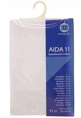 11 Count --- White Color --- AIDA 11 -- Pre-cut Needlework Fabric --- 15.5in x 17.5in  by RTO®