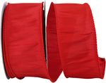 Load image into Gallery viewer, Full roll of Florist Basics Red Dupioni Supreme Wired Edge Ribbon measuring 2½ inches by 20 yards, ideal for Christmas trees, garlands, floral arrangements, and decorative bows.