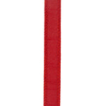 Load image into Gallery viewer, Close-up front view of the Florist Basics Red Dupioni wired ribbon showing its elegant faux silk slub texture and color-matched stitched wired edges.