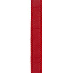 Load image into Gallery viewer, Reverse side of the Florist Basics Dupioni Supreme Red ribbon highlighting the durable polyester weave and neatly stitched wired edge construction.