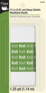 Load image into Gallery viewer, White Heavy Stretch Waistband Elastic (1.5 in x 1-1/4 yds) -- Ref. 9319W -- by Drittz®