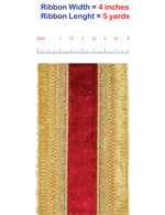 Load image into Gallery viewer, 5 yards --- 4 inch -- Plush Scarlet Velvet Regal Trimming Fringe Deluxe Overlay Wired Edge - Christmas Ribbon