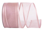 Load image into Gallery viewer, Charlize sheer satin wired edge ribbon spool in rose quartz. Available in multiple widths for gift wrapping, floral design, weddings, and craft projects.