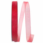 Load image into Gallery viewer, Chiffon Mono Sheer Ribbon -- Rose Red Color --- Various Sizes