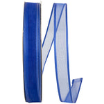 Load image into Gallery viewer, Charlize sheer satin wired edge ribbon spool in royal color. Available in multiple widths for gift wrapping, floral design, weddings, and craft projects.