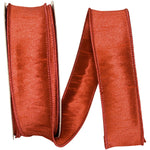 Load image into Gallery viewer, Full roll of Florist Basics Dupioni Supreme Wired Edge Ribbon in Rust, 1½ inch wide by 20 yards, ideal for wreath making, floral designs, holiday decorating, and elegant gift wrapping.