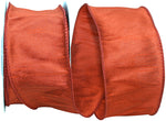 Load image into Gallery viewer, Florist Basics Dupioni Supreme Wired Edge Ribbon in Rust, 2½ inch wide by 10 yards, featuring a luxurious faux dupioni weave and sturdy wired edges perfect for wreaths, bows, and seasonal décor.
